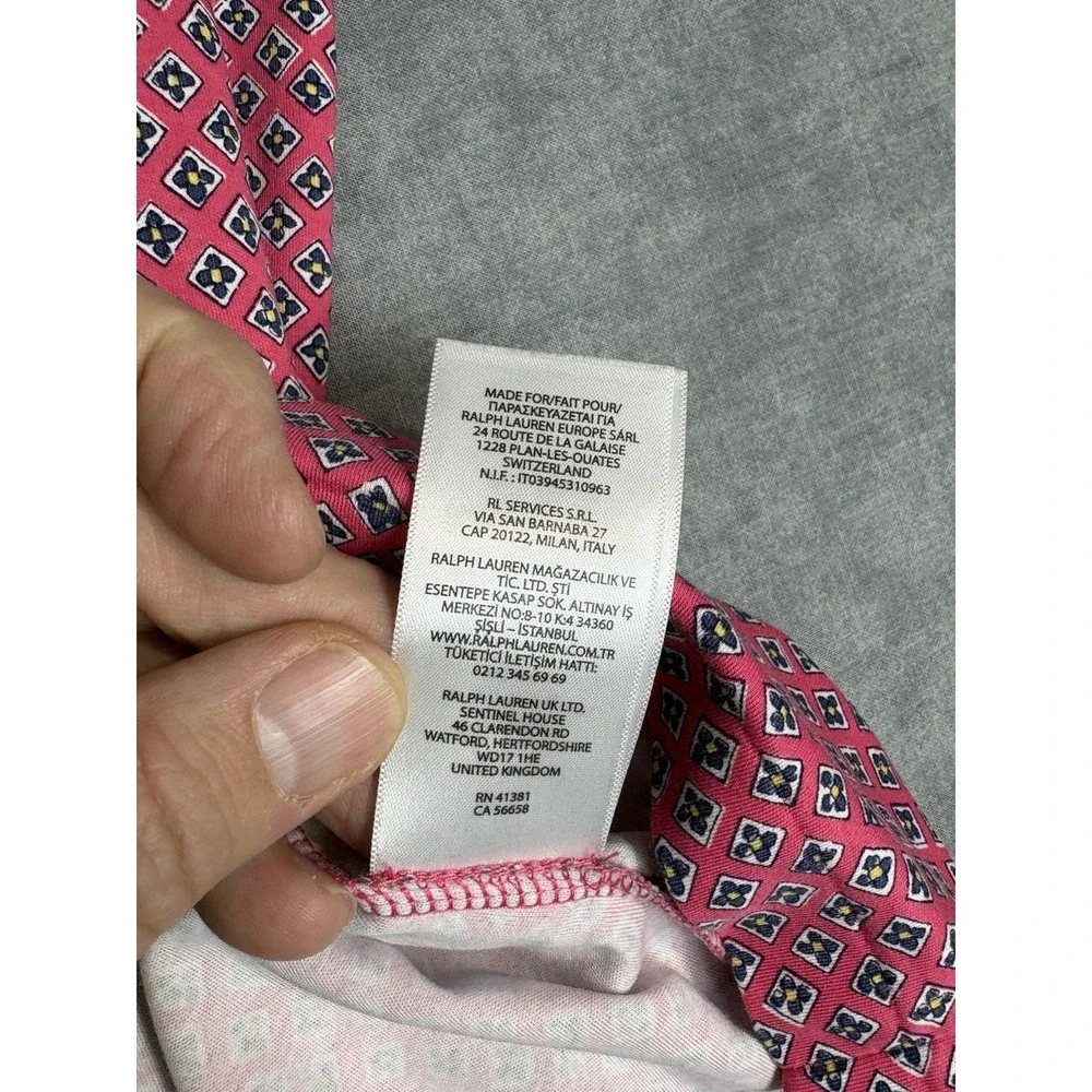 Polo Ralph Lauren Polo Shirt XL Pink Geometric Classic Fit Cotton